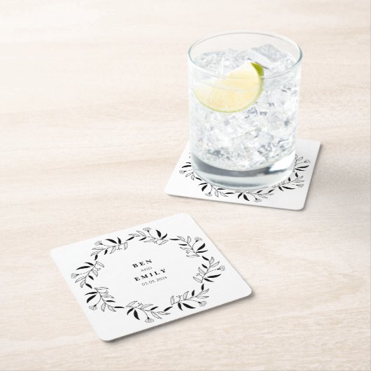 Personalisierte Linie zeichnend Blume minimal Rechteckiger Pappuntersetzer (Vor Ort)