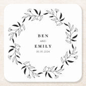 Personalisierte Linie zeichnend Blume minimal Rechteckiger Pappuntersetzer (Vorderseite)