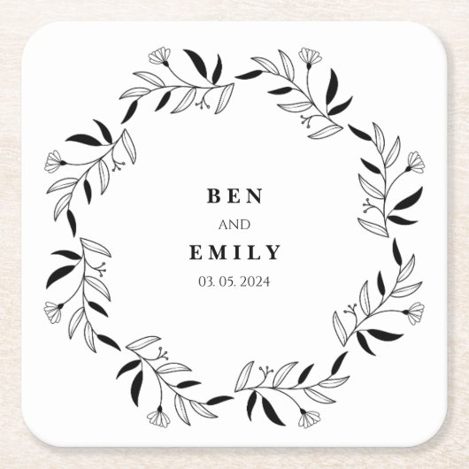 Personalisierte Linie zeichnend Blume minimal Rechteckiger Pappuntersetzer (Vorderseite)