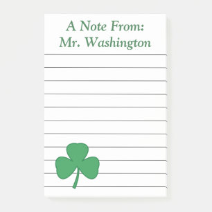Personalisierte linierte Shamrock-Post-it-Notes Post-it Klebezettel