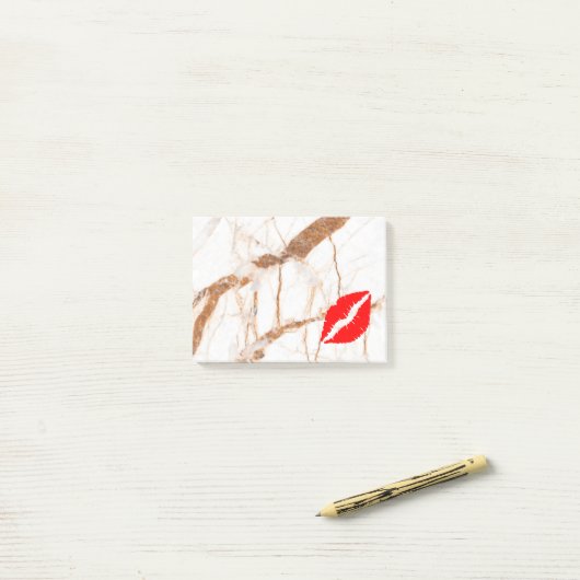 Personalisierte Lippen auf Marmor Post-it Klebezettel (Auf Schreibtisch)