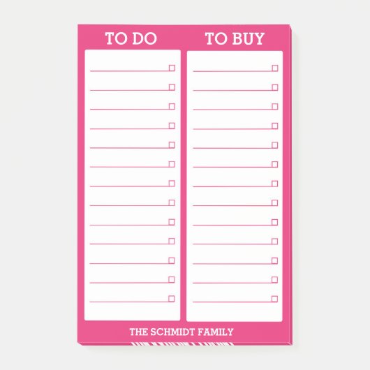 Personalisierte Liste zum zu tun, - heißes Rosa Post-it Klebezettel (Vorderseite)