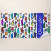 Personalisierte LKW-Illustrationen im Cartoon Strandtuch (Vorderseite)