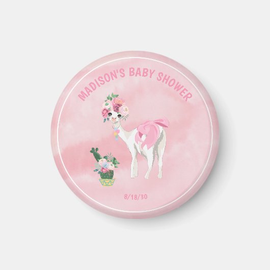 Personalisierte Llama Alpaca Girls Babydusche Magnet (Vorne)