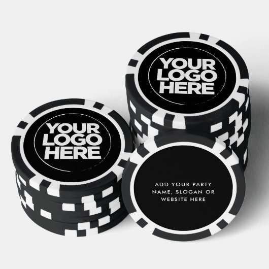 Personalisierte Logos und Coole Texte Schwarz und Pokerchips (Stapel)