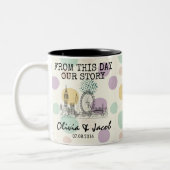 Personalisierte Londoner Story - Line Art Sehenswü Zweifarbige Tasse (Links)