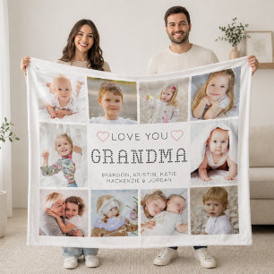 Personalisierte Love You Oma Herzen 10 Fotos Fleecedecke