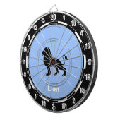 Personalisierte Löwe-Silhouette auf Light Blue Dartscheibe (Vorderseite rechts)