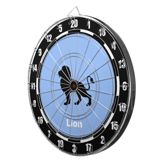 Personalisierte Löwe-Silhouette auf Light Blue Dartscheibe (Vorderseite rechts)