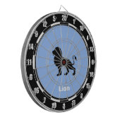 Personalisierte Löwe-Silhouette auf Light Blue Dartscheibe (Vorderseite Links)