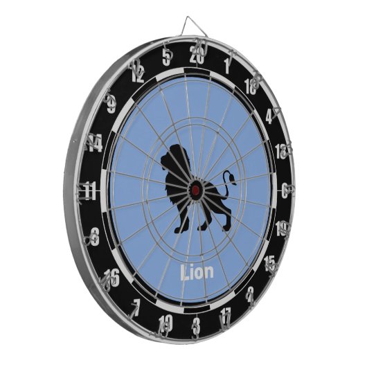 Personalisierte Löwe-Silhouette auf Light Blue Dartscheibe (Vorderseite Links)