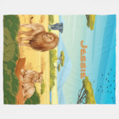 Personalisierte Löwen auf der Savannah Fleecedecke (Vorderseite (Horizontal))