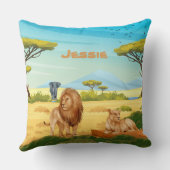 Personalisierte Löwen auf der Savannah Kissen (Rückseite)