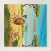 Personalisierte Löwen auf der Savannah Puzzle (Horizontal)