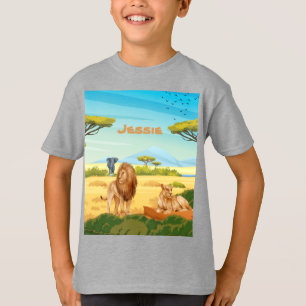 Personalisierte Löwen auf der Savannah T-Shirt