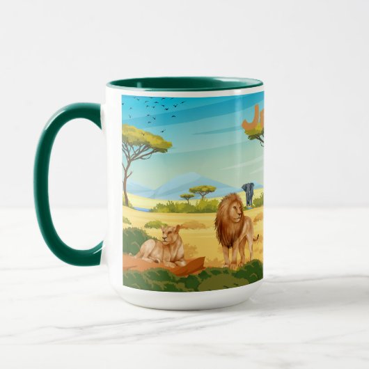 Personalisierte Löwen auf der Savannah Tasse (Links)