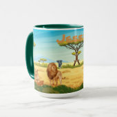 Personalisierte Löwen auf der Savannah Tasse (Vorderseite Links)