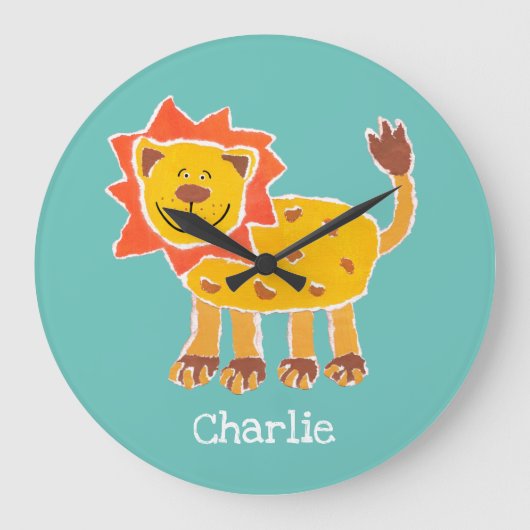 Personalisierte LöwenCollage Print Große Wanduhr (Vorderseite)