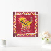 Personalisierte LöwenCollage Print Quadratische Wanduhr (Zuhause)