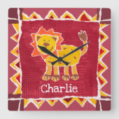 Personalisierte LöwenCollage Print Quadratische Wanduhr (Vorderseite)