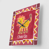 Personalisierte LöwenCollage Print Quadratische Wanduhr (Winkel)