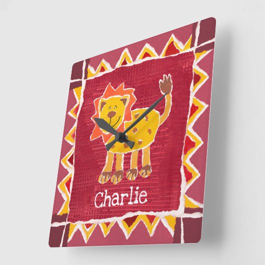 Personalisierte LöwenCollage Print Quadratische Wanduhr (Winkel)