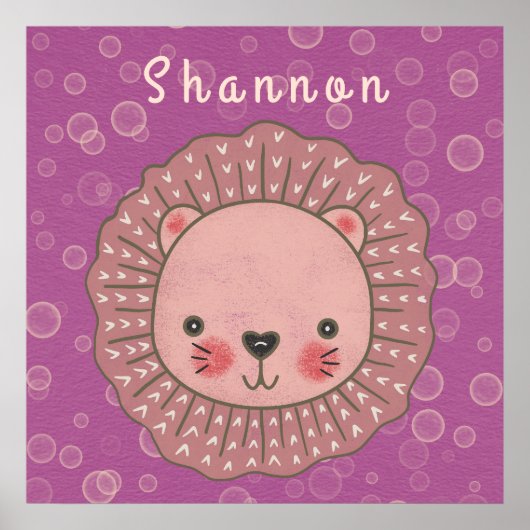 Personalisierte Löwenwand Kunst für Kinder Poster (Vorne)