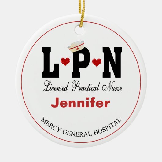 Personalisierte LPN Keramik Weihnachten Keramik Ornament (Vorne)