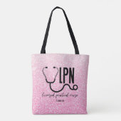 Personalisierte LPN Krankenschwester Rosa Glitzer Tasche (Rückseite)