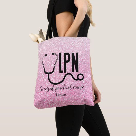 Personalisierte LPN Krankenschwester Rosa Glitzer Tasche (Von Nahem)