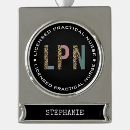 Personalisierte LPN lizenzierte Krankenversicherun Banner-Ornament Silber