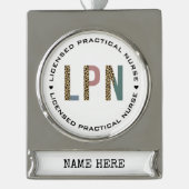 Personalisierte LPN lizenzierte Krankenversicherun Banner-Ornament Silber (Vorderseite)