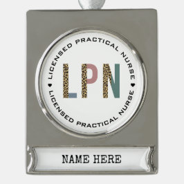 Personalisierte LPN lizenzierte Krankenversicherun Banner-Ornament Silber