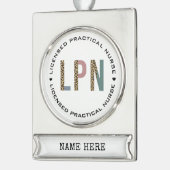 Personalisierte LPN lizenzierte Krankenversicherun Banner-Ornament Silber (Links)
