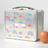 Personalisierte Lunchbox mit Regenbogen-Namensdesi (Beispiel)