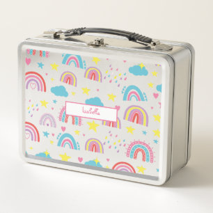 Personalisierte Lunchbox mit Regenbogen-Namensdesi