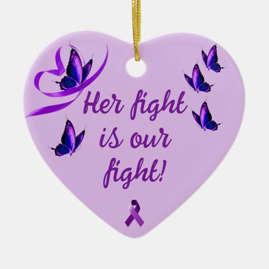 Personalisierte Lupus-Unterstützung für Lila Herz Keramik Ornament (Vorne)