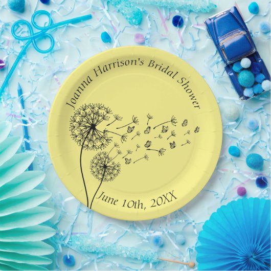 Personalisierte Lüster-Uhr mit Schmetterlingen Pappteller (Party)