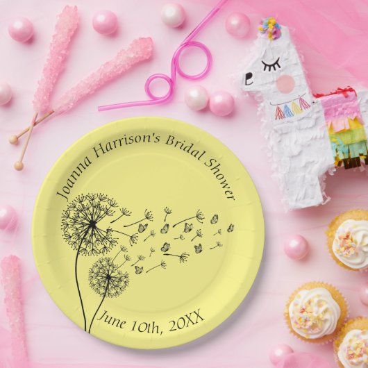 Personalisierte Lüster-Uhr mit Schmetterlingen Pappteller (Party)