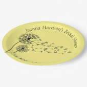 Personalisierte Lüster-Uhr mit Schmetterlingen Pappteller (Schrägansicht)