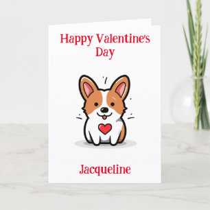 Personalisierte lustige Corgi Valentinstagskarte Feiertagskarte