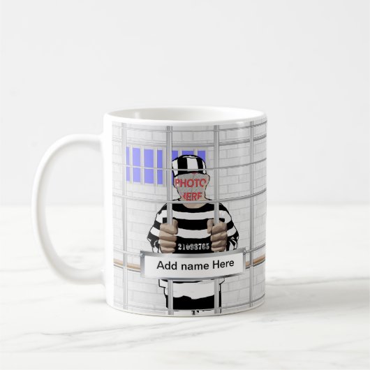 Personalisierte lustige Gesicht Convictschablone Kaffeetasse (Links)