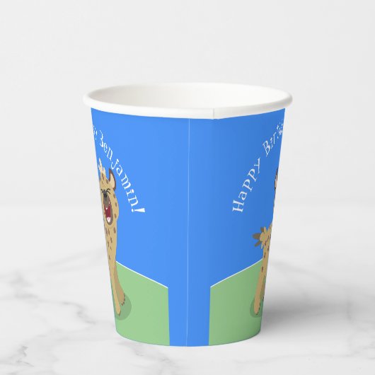 Personalisierte lustige Hyäne lacht Cartoon Geburt Pappbecher (Rechts)