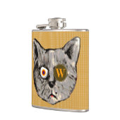 personalisierte lustige Katzenmonogramm Flachmann (Links)