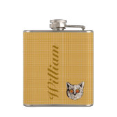 personalisierte lustige Katzenmonogramm Flachmann (Rückseite)
