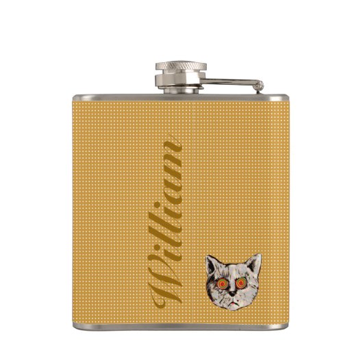 personalisierte lustige Katzenmonogramm Flachmann (Rückseite)