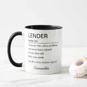 Personalisierte lustige Kreditgeber-Definition Tasse