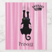 Personalisierte, lustige Schwarze Katze Princess P Weinetikett (Einzelnes Label)