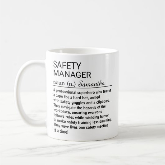Personalisierte lustige Sicherheitsmanager-Definit Kaffeetasse (Links)