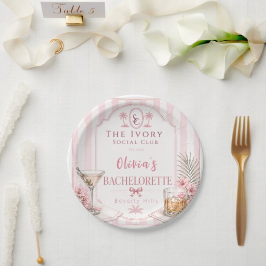 personalisierte Lux Rosa Junggesellinnenabschied B Pappteller (Hochzeit)